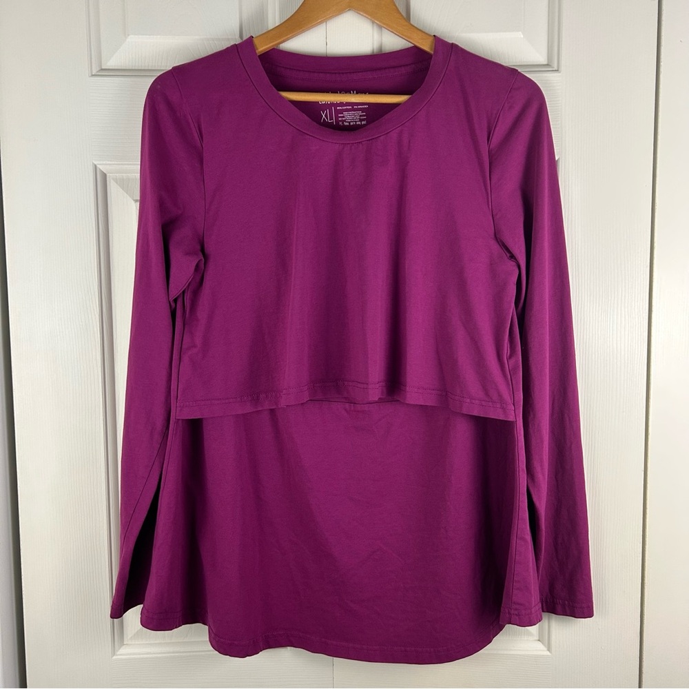 Latched Mama Long Sleeve Nursing Tee in Deep Magenta